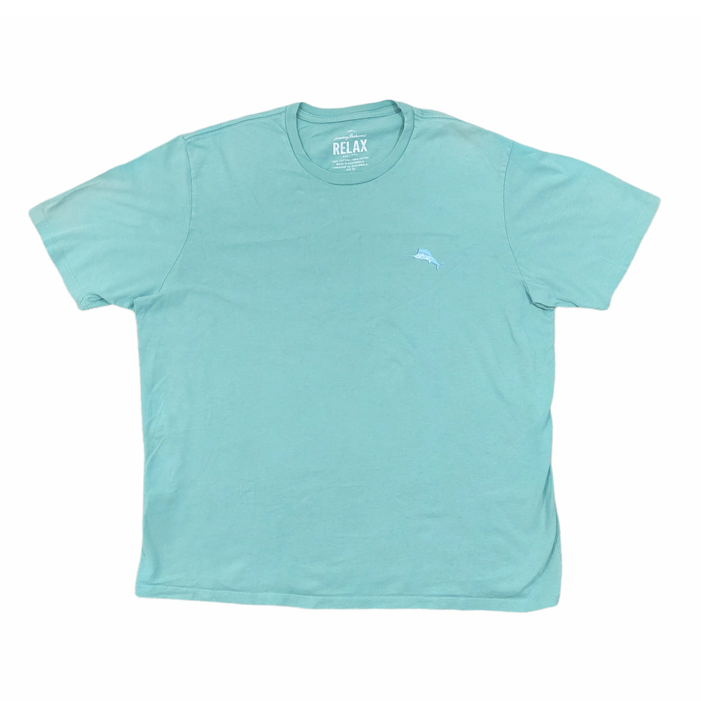 Tommy Bahama Relax Teal Cool Green Graphic Been There Drone That Men's Shirt XXL